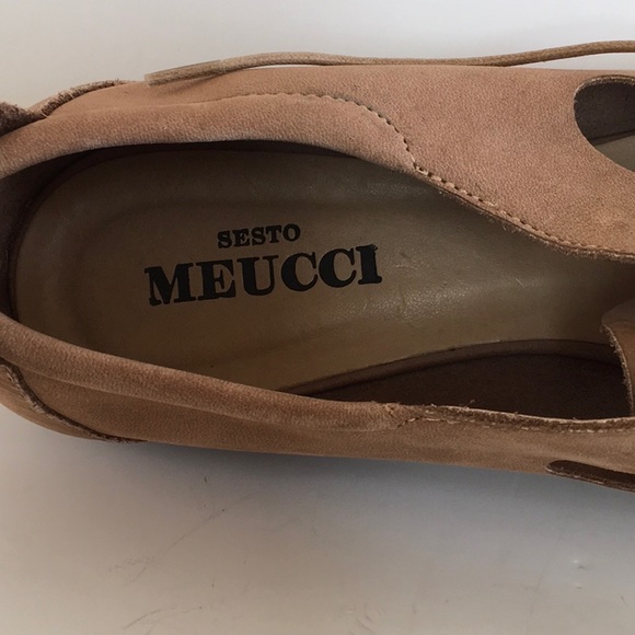Sesto Meucci Tan Suede Leather Lace Up Loafer W/ Decorative Cut Outs Size 10 - Picture 6 of 8